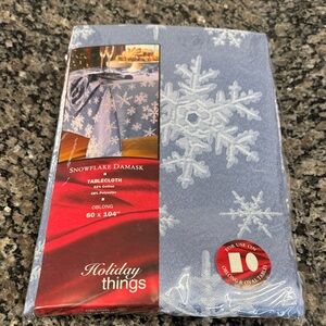 Snowflake Damask Tablecloth - Blue NEW 60 X 104